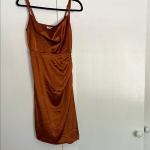 Anthropologie Brown Midi Slip Dress Cowl Neck Sleeveless
